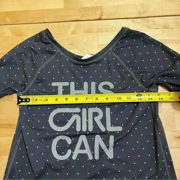 GapFit Girls Long Sleeve T-Shirt Active Grey Polka Dot This Girl Can Medium - Picture 6 of 7